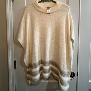 Chico's Cream and Brown Poncho
